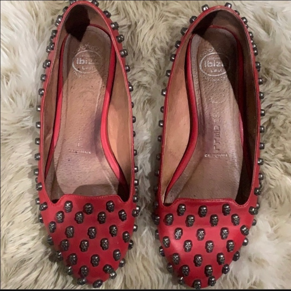 Jeffery Campbell Skull Studded Red Flats